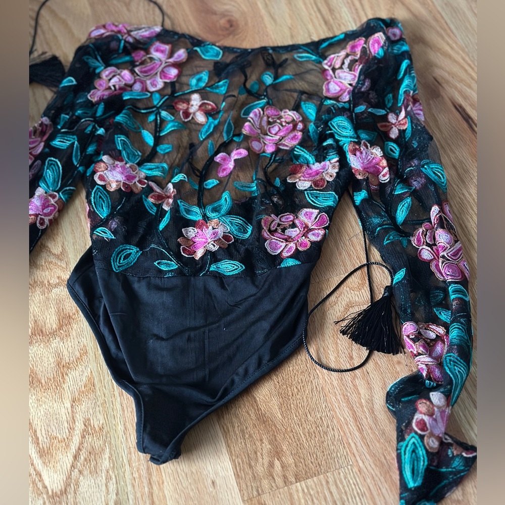 Beautiful floral mesh top